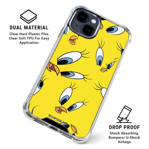 Looney Tunes Tweety Bird Super Sized Pattern iPhone 15 Clear Case