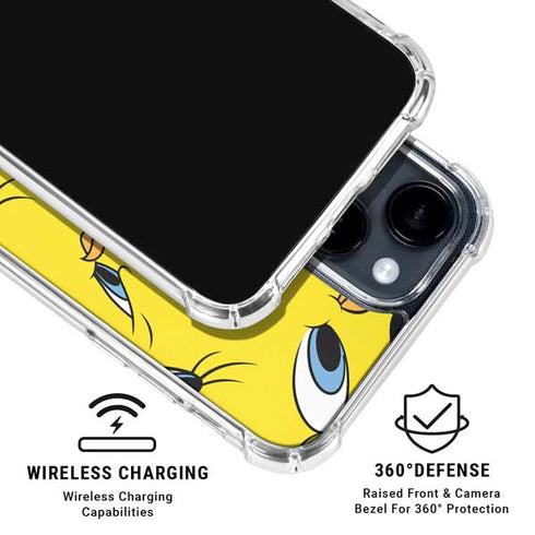 Looney Tunes Tweety Bird Super Sized Pattern iPhone 15 Clear Case