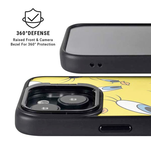 Looney Tunes Tweety Bird Super Sized Pattern iPhone 15 Plus Kickstand Case