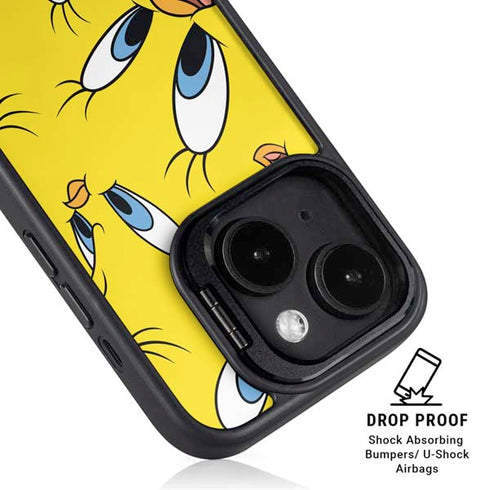 Looney Tunes Tweety Bird Super Sized Pattern iPhone 15 Plus Kickstand Case