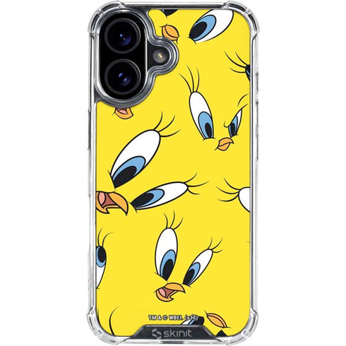 Looney Tunes Tweety Bird Super Sized Pattern iPhone 16 Clear Case