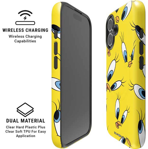 Looney Tunes Tweety Bird Super Sized Pattern iPhone 16 Magsafe Impact Case
