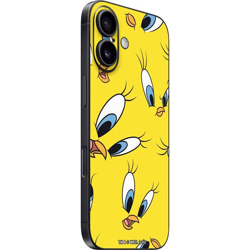 Looney Tunes Tweety Bird Super Sized Pattern iPhone 16 Plus Skin