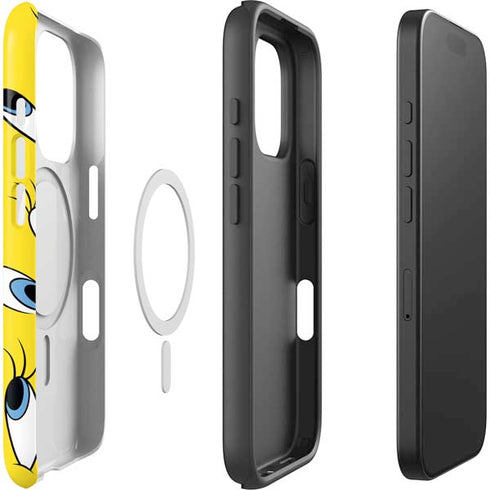 Looney Tunes Tweety Bird Super Sized Pattern iPhone 16 Pro Magsafe Impact Case