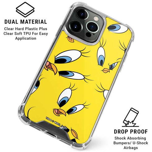 Looney Tunes Tweety Bird Super Sized Pattern iPhone 16 Pro Max Clear Case