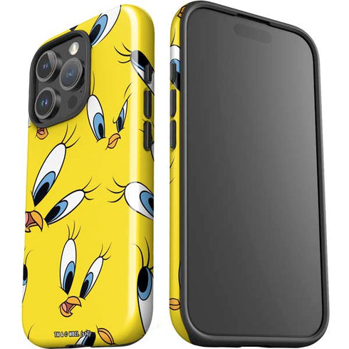 Looney Tunes Tweety Bird Super Sized Pattern iPhone 16 Pro Max Impact Case