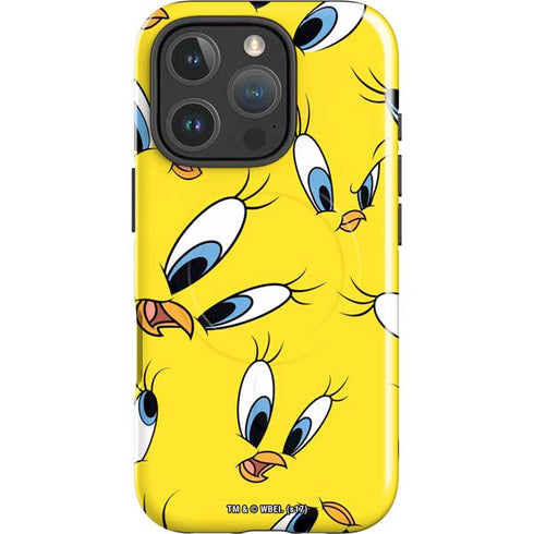 Looney Tunes Tweety Bird Super Sized Pattern iPhone 16 Pro Max Magsafe Impact Case