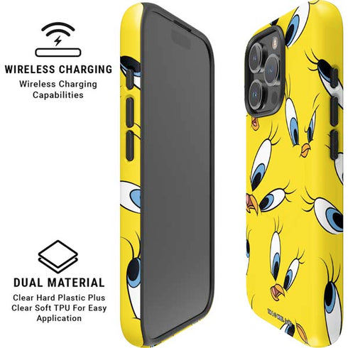 Looney Tunes Tweety Bird Super Sized Pattern iPhone 16 Pro Max Magsafe Impact Case