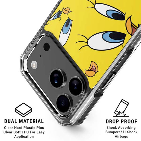 Looney Tunes Tweety Bird Super Sized Pattern iPhone 17 Pro Max Clear Case