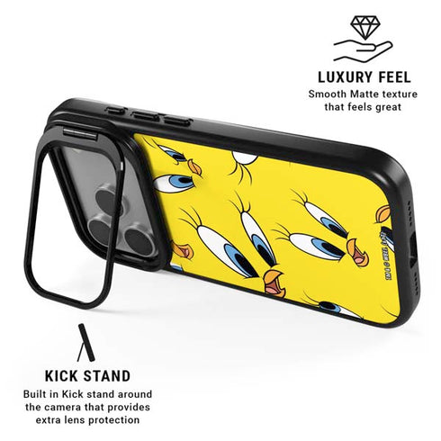 Looney Tunes Tweety Bird Super Sized Pattern iPhone 17 Pro Max Kickstand Case