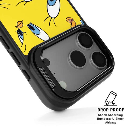 Looney Tunes Tweety Bird Super Sized Pattern iPhone 17 Pro Max Kickstand Case
