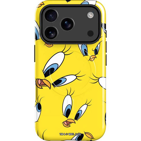 Looney Tunes Tweety Bird Super Sized Pattern iPhone 17 Pro Max Magsafe Impact Case