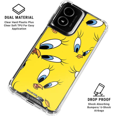 Looney Tunes Tweety Bird Super Sized Pattern Moto G Power 5G (2024) Clear Case