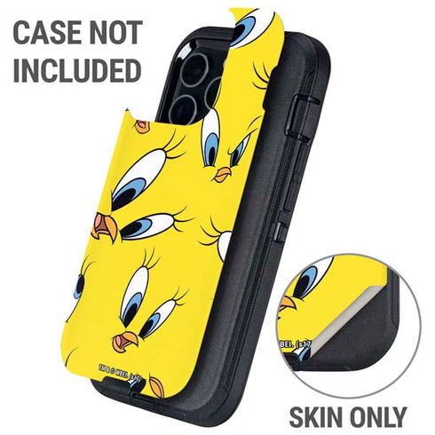 Looney Tunes Tweety Bird Super Sized Pattern Otterbox Defender iPhone Skin