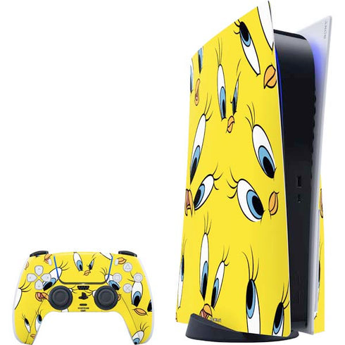 Looney Tunes Tweety Bird Super Sized Pattern PlayStation PS5 Skins