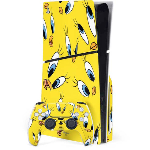 Looney Tunes Tweety Bird Super Sized Pattern PlayStation PS5 Skins