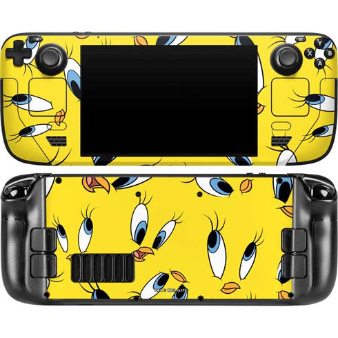 Looney Tunes Tweety Bird Super Sized Pattern Steam Deck Handheld Gaming Computer OLED Skin