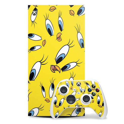 Looney Tunes Tweety Bird Super Sized Pattern Xbox Series X Skins