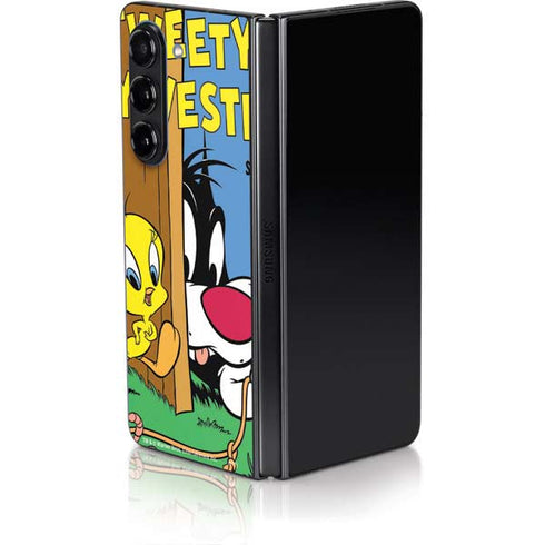 Looney Tunes Tweety Bird Sylvester Ten Cents Galaxy Z Fold5 5G Skin