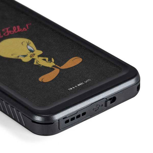 Looney Tunes Tweety Bird Thats All Folks Galaxy S24 Plus Waterproof Case