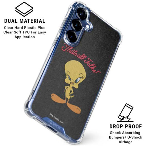 Looney Tunes Tweety Bird Thats All Folks Galaxy S25 Plus Clear Case