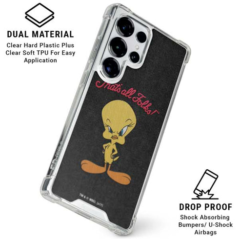 Looney Tunes Tweety Bird Thats All Folks Galaxy S25 Ultra Clear Case