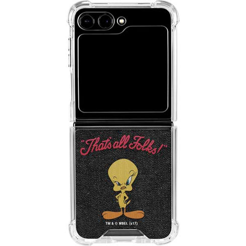 Looney Tunes Tweety Bird Thats All Folks Galaxy Z Flip6 Clear Case