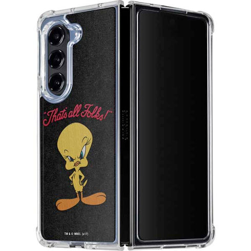 Looney Tunes Tweety Bird Thats All Folks Galaxy Z Fold5 5G Clear Case