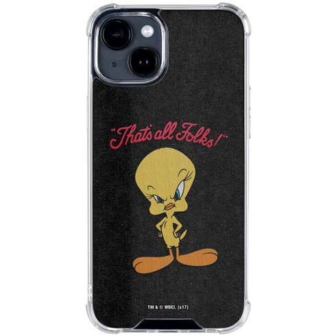Looney Tunes Tweety Bird Thats All Folks iPhone 15 Clear Case
