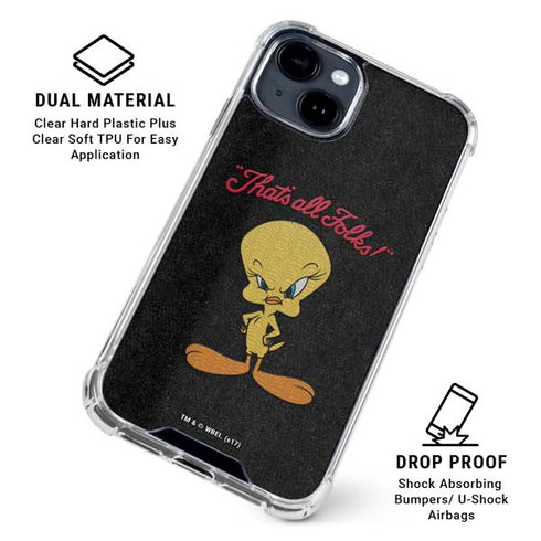 Looney Tunes Tweety Bird Thats All Folks iPhone 15 Clear Case