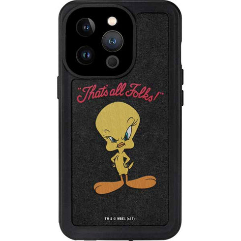 Looney Tunes Tweety Bird Thats All Folks iPhone 15 Pro Waterproof Case