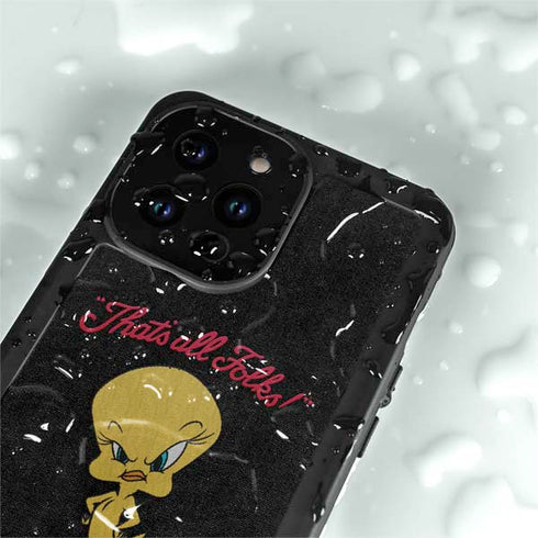 Looney Tunes Tweety Bird Thats All Folks iPhone 15 Pro Waterproof Case
