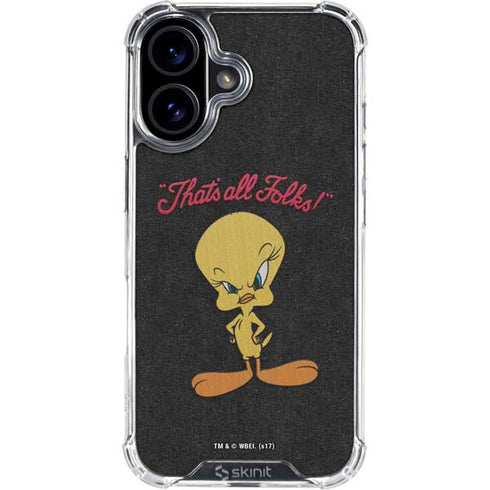 Looney Tunes Tweety Bird Thats All Folks iPhone 16 Clear Case