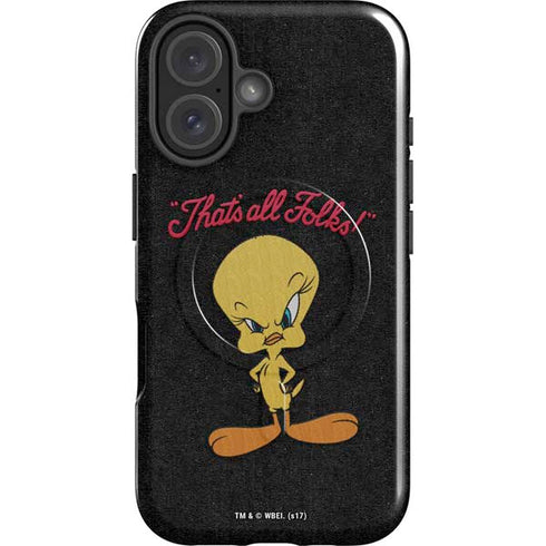 Looney Tunes Tweety Bird Thats All Folks iPhone 16 Plus Magsafe Impact Case