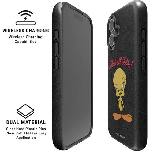 Looney Tunes Tweety Bird Thats All Folks iPhone 16 Plus Magsafe Impact Case