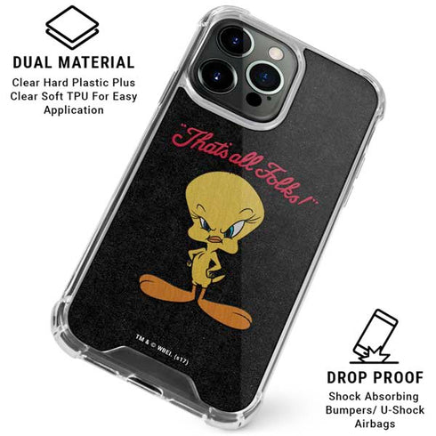 Looney Tunes Tweety Bird Thats All Folks iPhone 16 Pro Clear Case