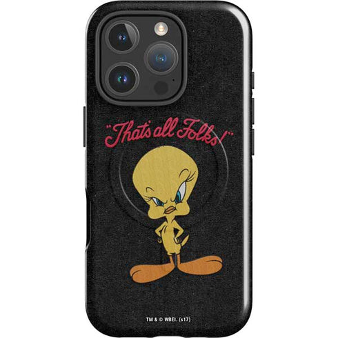 Looney Tunes Tweety Bird Thats All Folks iPhone 16 Pro Max Magsafe Impact Case