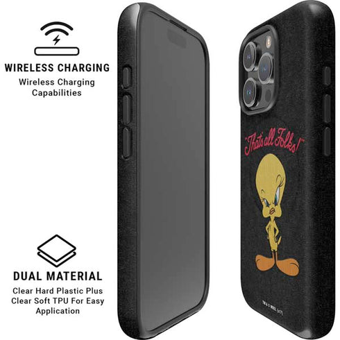 Looney Tunes Tweety Bird Thats All Folks iPhone 16 Pro Max Magsafe Impact Case