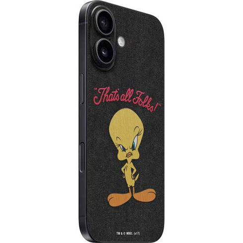Looney Tunes Tweety Bird Thats All Folks iPhone 16 Skin