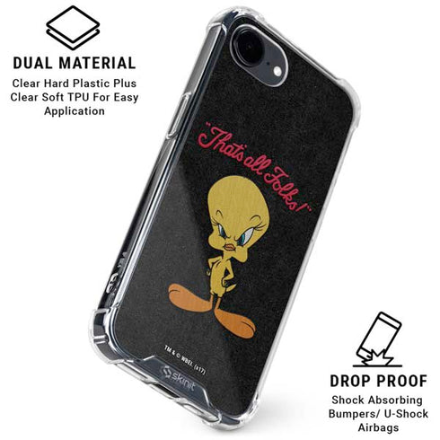 Looney Tunes Tweety Bird Thats All Folks iPhone 16e Clear Case