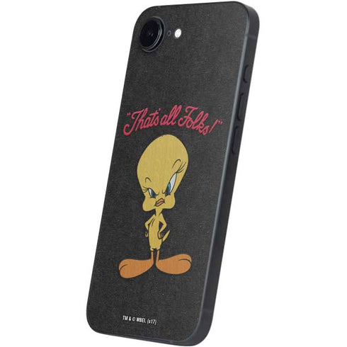 Looney Tunes Tweety Bird Thats All Folks iPhone 16e Skin