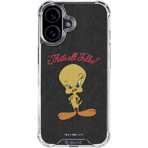 Looney Tunes Tweety Bird Thats All Folks iPhone 17 Clear Case