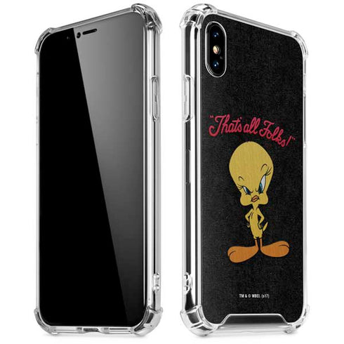 Looney Tunes Tweety Bird Thats All Folks iPhone X/XS Clear Case