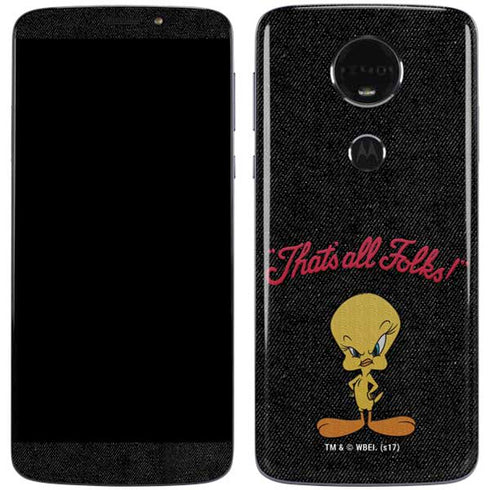 Looney Tunes Tweety Bird Thats All Folks Moto E5 Plus Skin