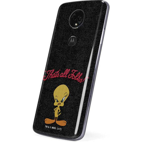 Looney Tunes Tweety Bird Thats All Folks Moto E5 Plus Skin