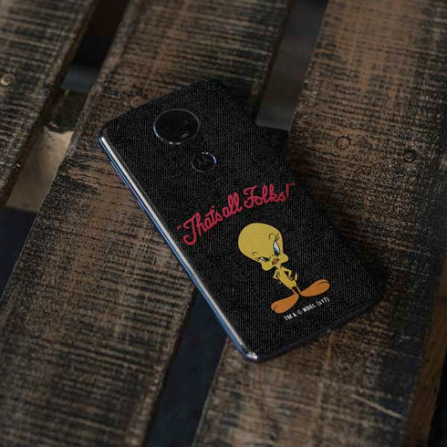 Looney Tunes Tweety Bird Thats All Folks Moto E5 Plus Skin