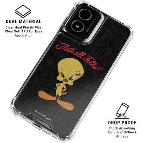 Looney Tunes Tweety Bird Thats All Folks Moto G Power 5G (2024) Clear Case