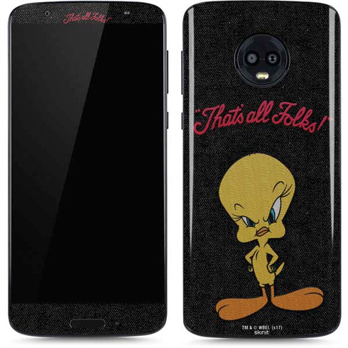 Looney Tunes Tweety Bird Thats All Folks Moto G6 Skin