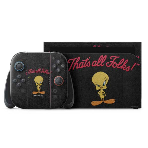 Looney Tunes Tweety Bird Thats All Folks Nintendo Switch 2 (2025) with Joy-Con Skin