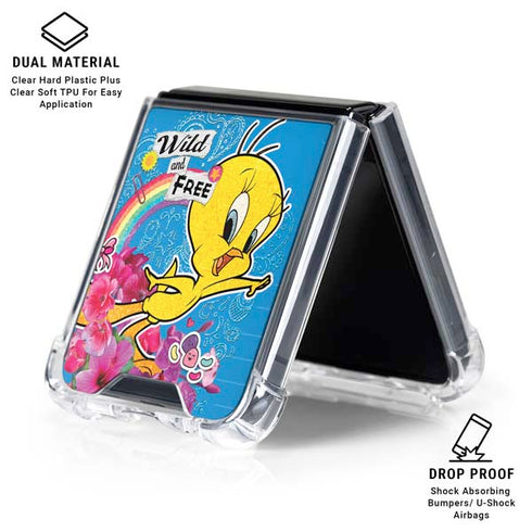 Looney Tunes Tweety Bird Wild and Free Galaxy Z Flip6 Clear Case